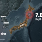 जापानको आइओमोरी क्षेत्रमा ७.५ म्याग्निच्युडको भूकम्पको दृश्य