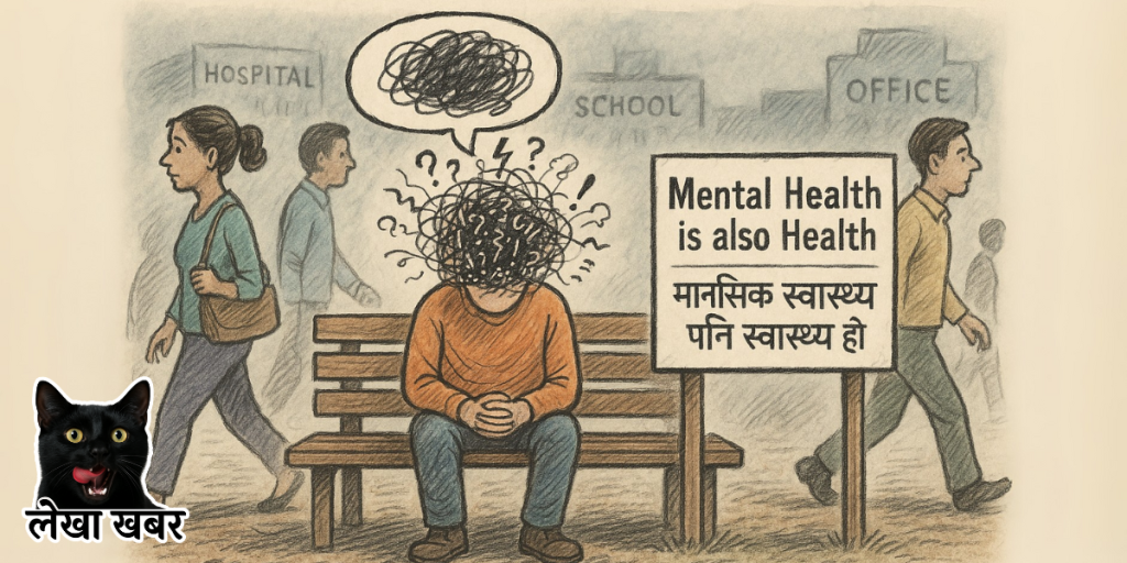 नेपालमा मानसिक स्वास्थ्य, एक्लोपन र चिन्तामा परेका नेपाली युवाको डिजिटल चित्रण