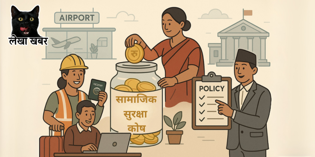 वैदेशिक श्रमिक र सामाजिक सुरक्षा कोषमा योगदान गर्ने नेपाली श्रमिकको चित्र