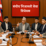 प्रतिनिधिसभाको समिति बैठकमा संघीय निजामती सेवा विधेयक पारित गर्दै सांसदहरू