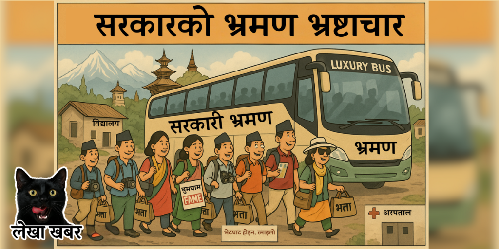 सरकारी भ्रमणमा सरकारी अधिकारीहरू घुमघाम गर्दै, सार्वजनिक सेवा उपेक्षित
