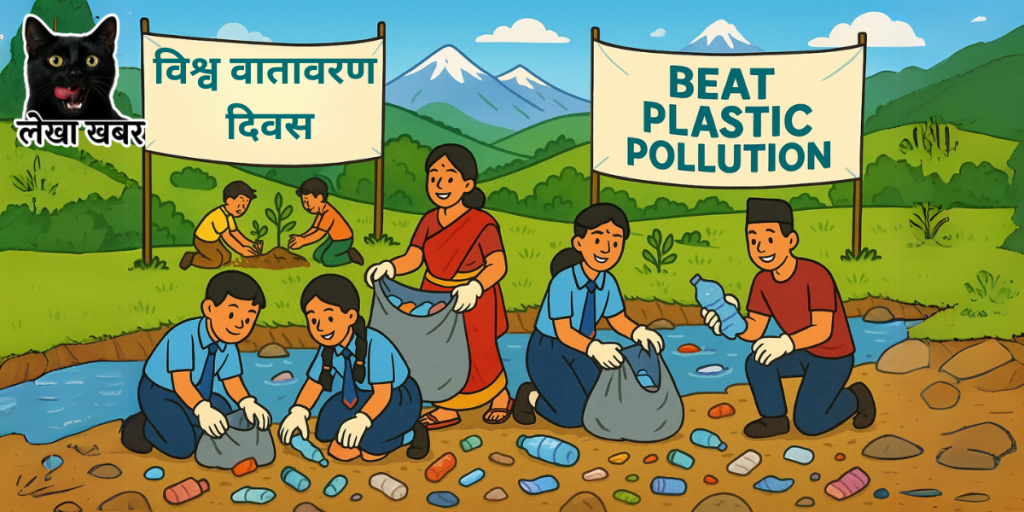 विश्व वातावरण दिवस २०२५ मा प्लास्टिक प्रदूषण नियन्त्रण सम्बन्धी जनचेतना पोस्टर