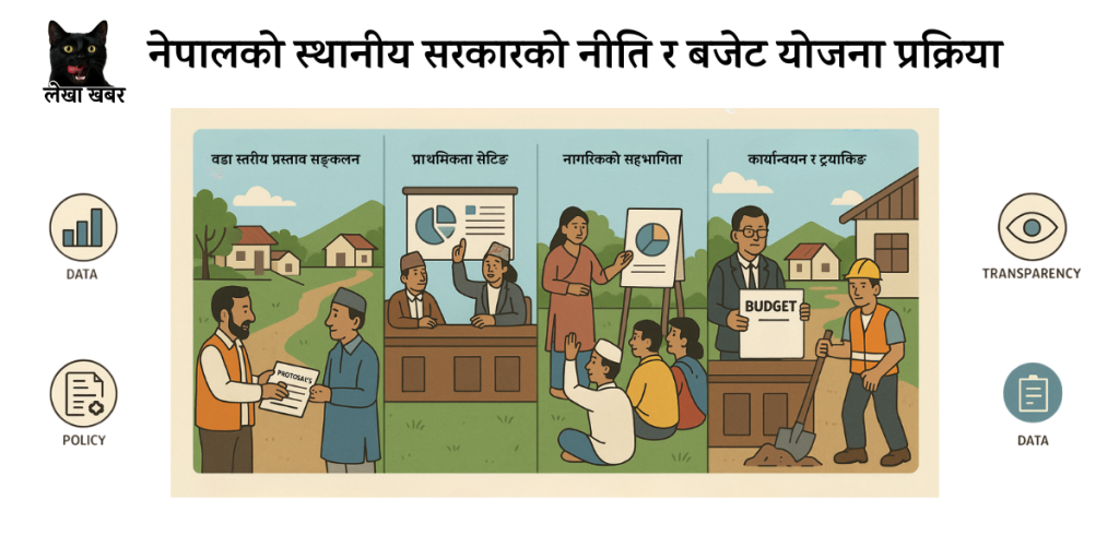 A diagram showing Nepal’s local level budget planning and implementation structure