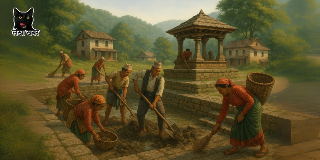 नेपालमा सार्वजनिक सम्पत्ति जस्तै चौतारा, पोखरी र सामुदायिक वनको संरक्षणमा संलग्न स्थानीय नागरिक