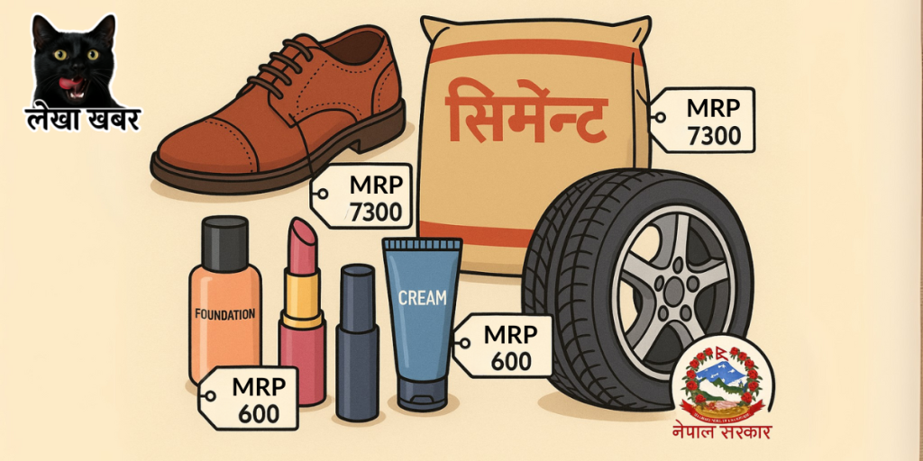 विभिन्न उपभोग्य वस्तुहरूमा स्पष्ट रूपमा टाँसिएको एमआरपी मूल्य ट्याग