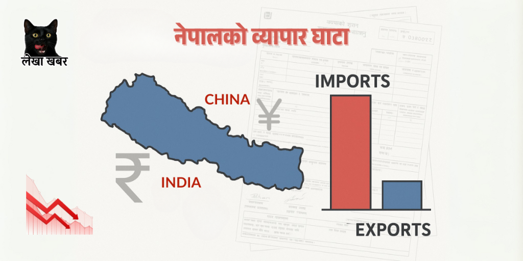 नेपालको व्यापार घाटा देखाउने चार्ट र देशअनुसारको घाटा विवरण