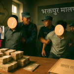 भक्तपुर मालपोत कार्यालयमा अख्तियारले गरेको घुस समातिएको दृश्य