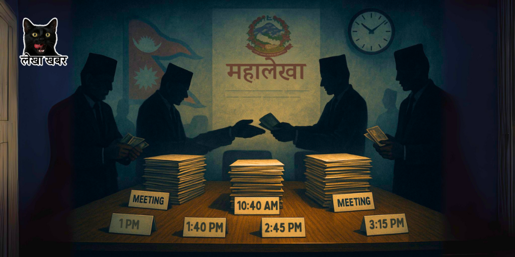 बागलुङको जैमिनी नगरपालिकाको कार्यालयमा एकै दिन ५ पटक बैठक बसी भत्ता खपत गरेको दृश्य।