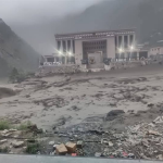 रसुवागढीमा बाढीले क्षतिग्रस्त ड्याम र भत्किएको मितेरी पुल