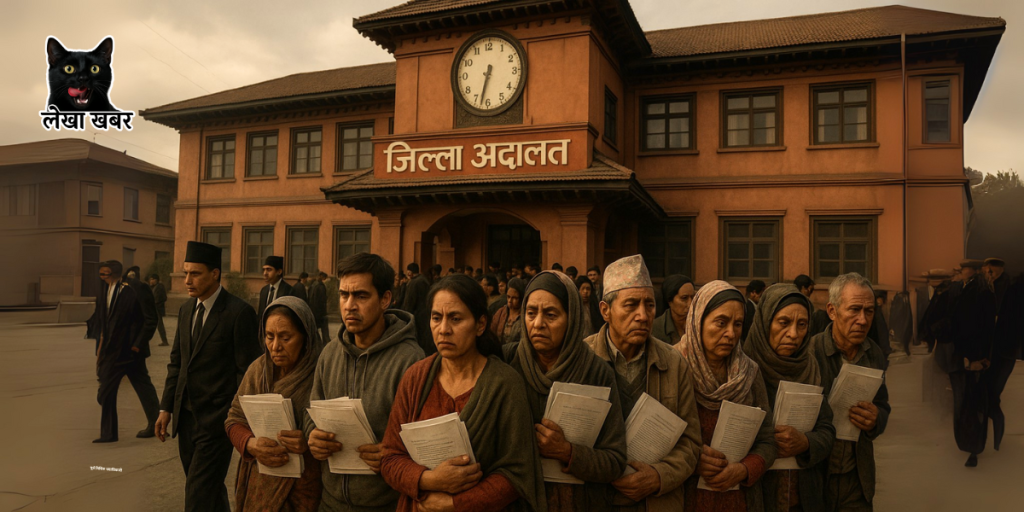 नेपाली जिल्ला अदालतको बाहिर न्याय प्रतीक्षारत सर्वसाधारणको भिड
