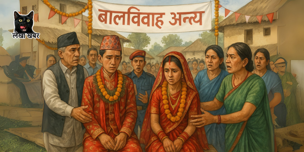 बालविवाह अन्त्य अभियानमा संलग्न महिलाहरू र सरकारी प्रतिनिधिहरूको बैठकको प्रतीकात्मक दृश्य