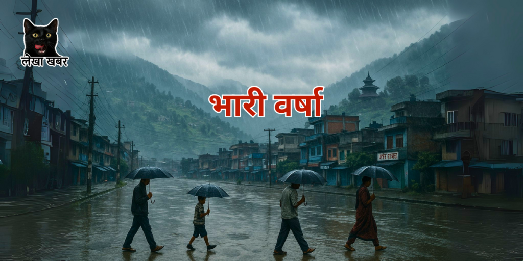नेपालमा मनसुनको प्रभावले परेको भारी वर्षा र बादलले ढाकिएको दृश्य