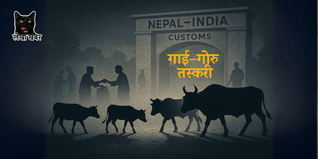 नेपाल–भारत सिमानामा गाई–गोरु तस्करीको दृश्य