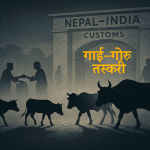 नेपाल–भारत सिमानामा गाई–गोरु तस्करीको दृश्य